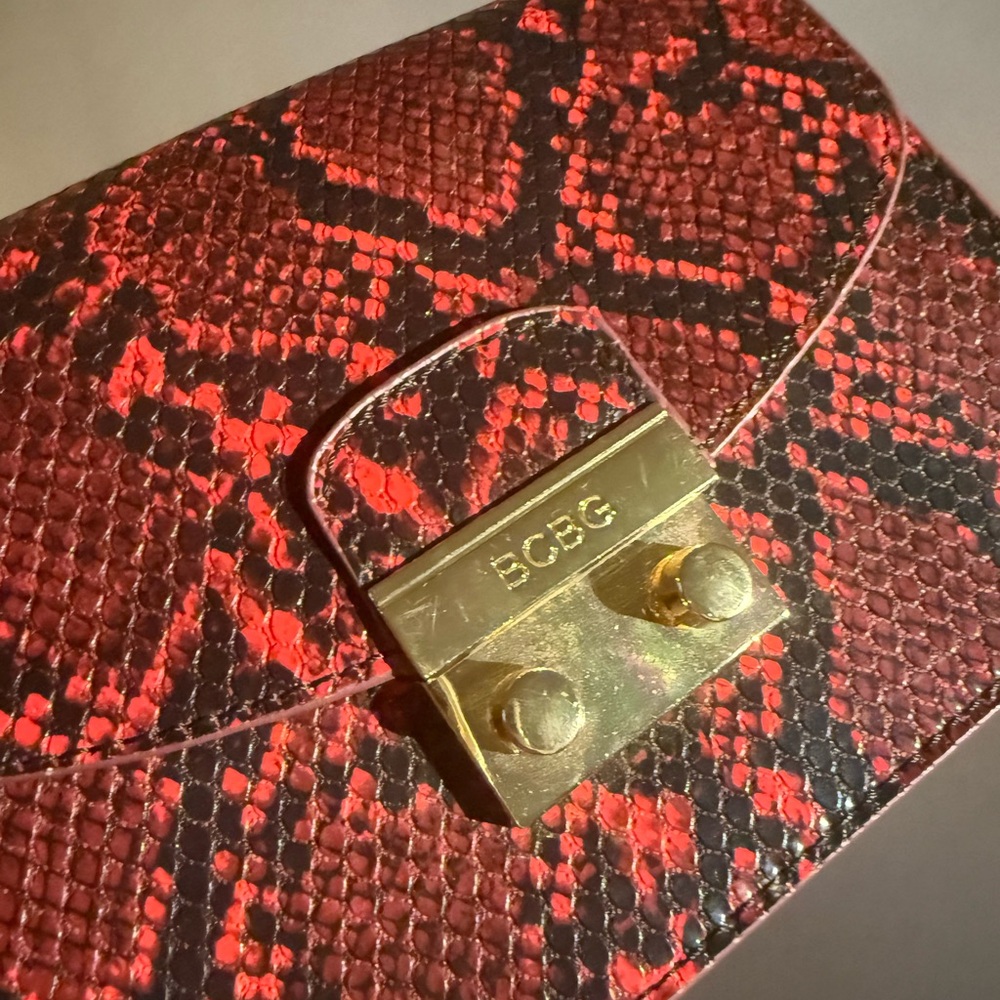 BCBG Red and Black Patterned Shoulder Bag
